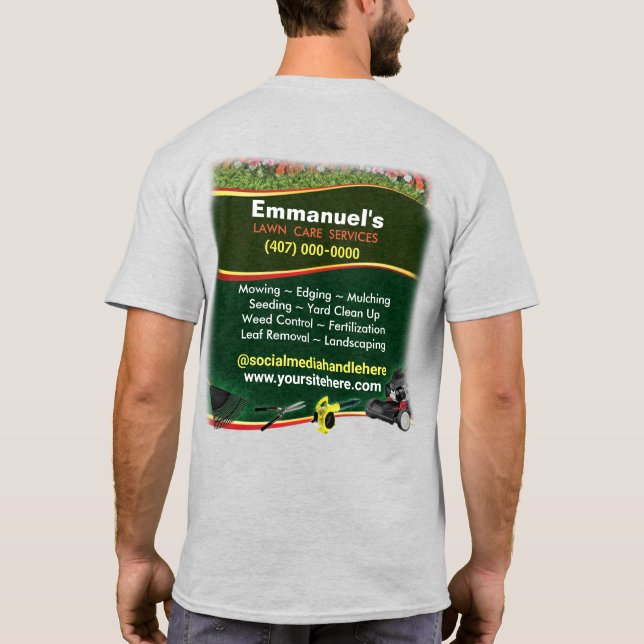 Lâmina Paisaging Grass Cortando Camiseta Verde (Verso)