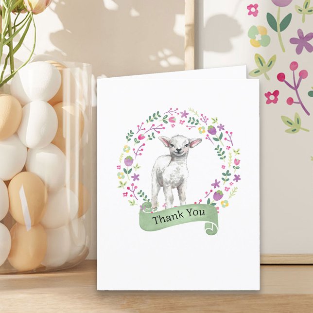 Lâmpada com Cartões de agradecimentos de coroa da  (Spring Lamb Thank You Card from my Little Bunny & Little Lamb Baby Shower collection)