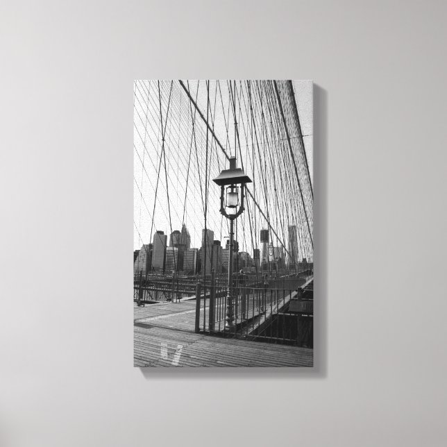 Lâmpada de ponte Brooklyn em B&W na canvas (Frente)
