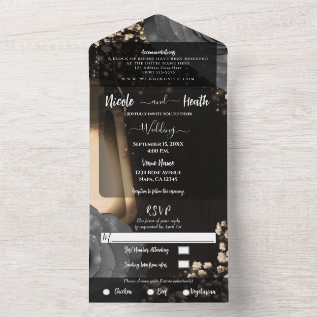 Lâmpada Rústica e Rosas Cinza Prata Casamento (Inside)