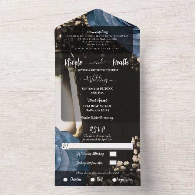 Lâmpada Rústica & Rosas Azuis Empoeiradas Casament (Interno)