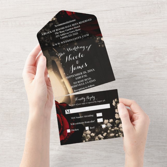 Lâmpada Rústica & Rosas Vermelhas Glam Casamento + (Tearaway)