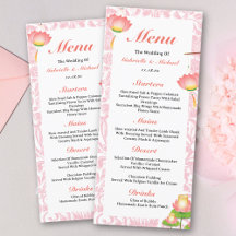 Lâmpadas Elegantes Rosa Lotus Menu de Casamento In