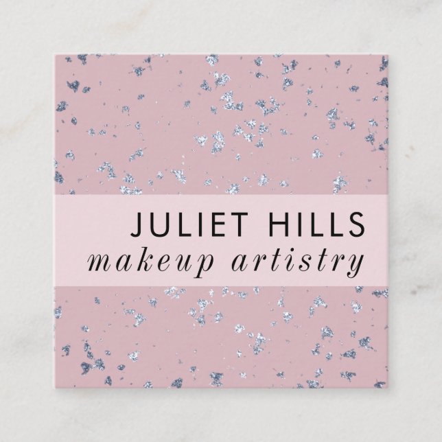 Lâmpadas prateadas e Cartão de visita quadrados co (Frente)