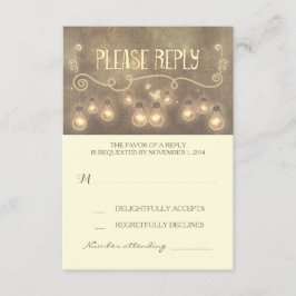 lâmpadas sonoras com cartão RSVP de casamento