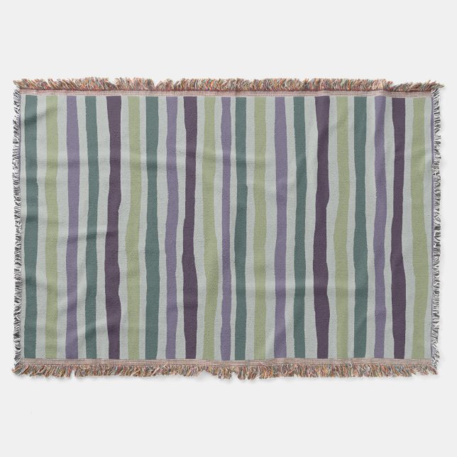 Lança cobertor com lindas faixas, verde-oliva (Frente)