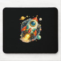 Lançamento de Foguete Espacial Retro Mouse Pad Pr