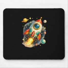 Lançamento de Foguete Espacial Retro Mouse Pad Pr