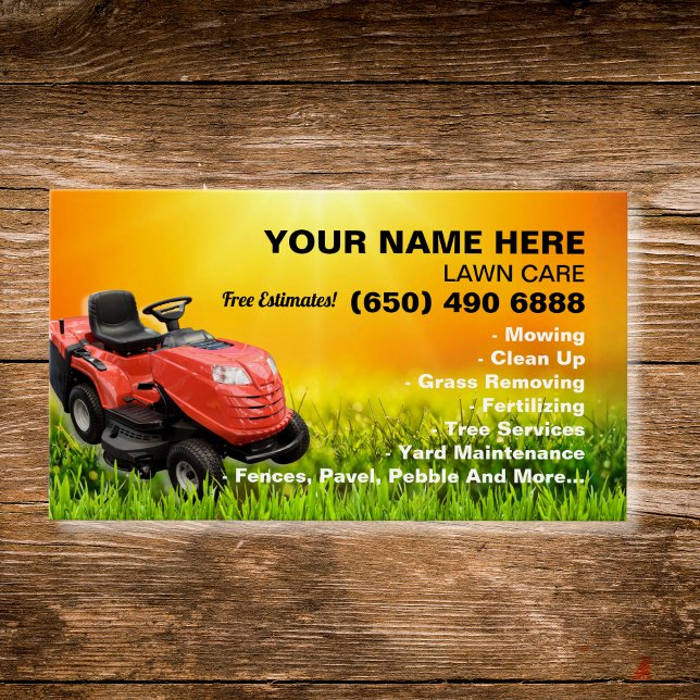 Landscaping Lawn Care Mower Business Card Template (Criador carregado)