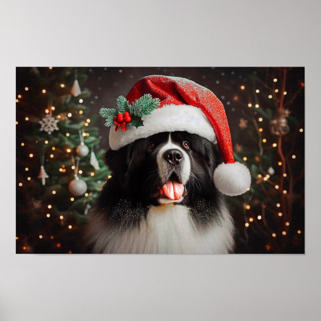 Landseer Newfoundland Holiday Poster (Frente)
