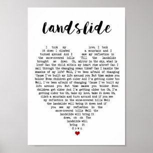 Landslide Wall Art Song Lyric Heart Impressão