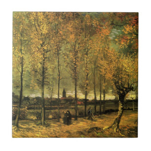 Lane com Poplars por Vincent van Gogh