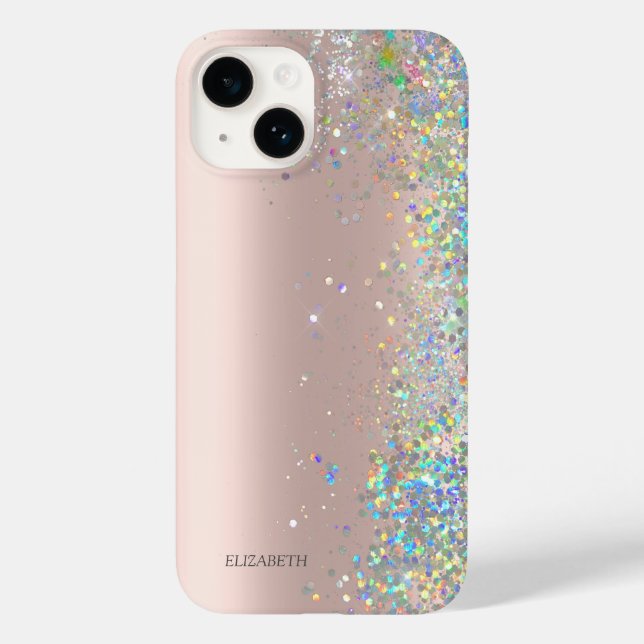 Lantejoulas de Brilho Dourado Rosa Elegante Modern (Verso)
