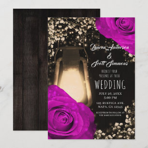 Lanterna de Brilho Rústico e Convite de Casamento
