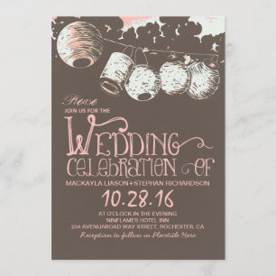 lanterna romântica lança casamento vintage convite