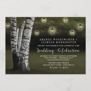 Lanternas + Convites rústicos do casamento da