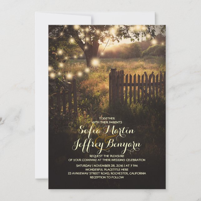 lanternas de corda convite para casamento (Frente)