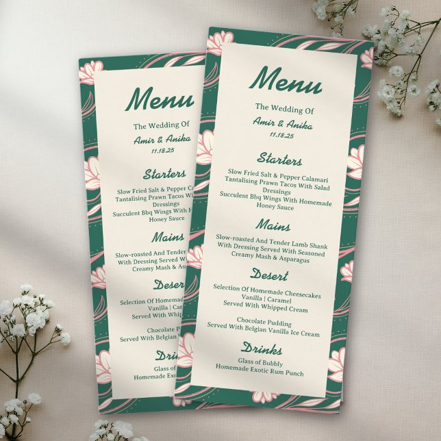 Lanternas de Lótus Verde Rosa Menu de Casamento In (Criador carregado)