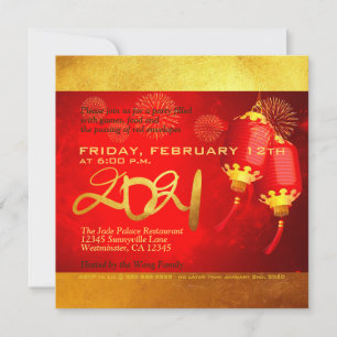 Lanternas Douradas Vermelhas Cortado de papel 2021