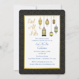 Lanternas Pretas e Douradas | Convite Eid Al Fitr