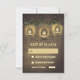 lanternas rústicas vintage cartões de RSVP de casa
