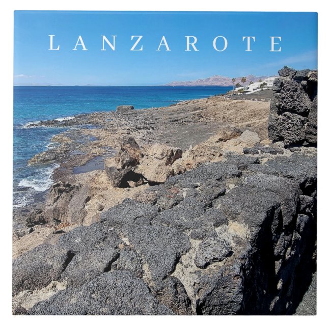 Lanzarote pedras vulcânicas vê azulejo cerâmico (Frente)