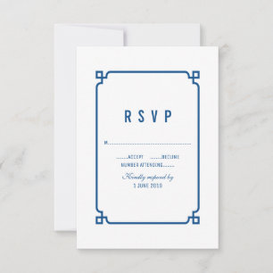 Lapis Blue Deco Chic Wedding RSVP