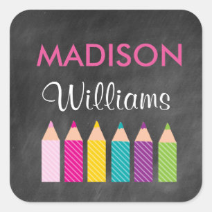 Lápis coloridos de volta aos adesivos escolares