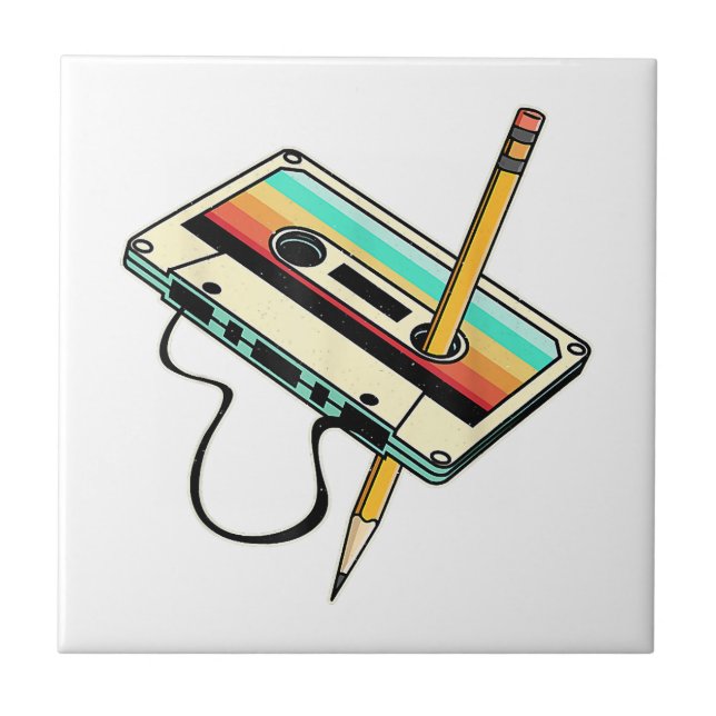 Lápis de fita de cassete dos anos 80 - Lâmpada ret (Frente)