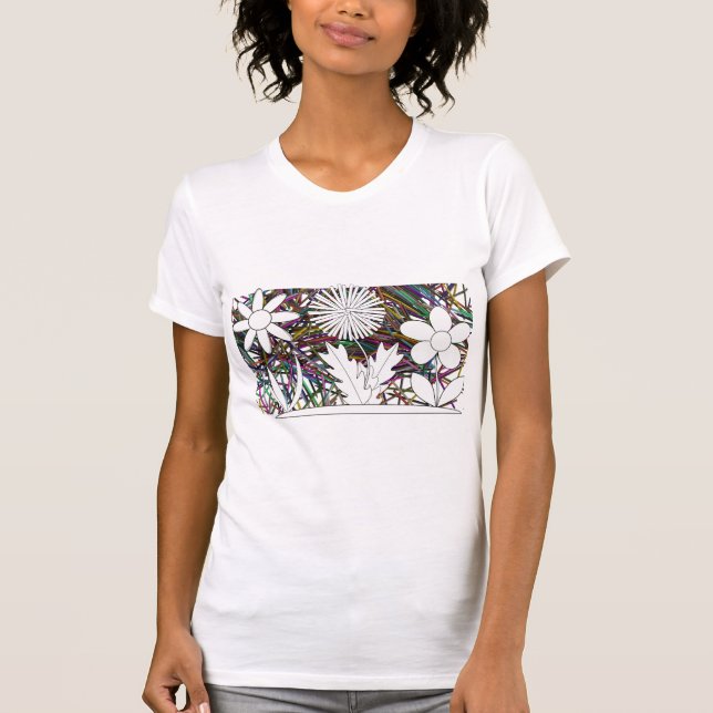 lápis de mulheres camisa de flores (Frente)
