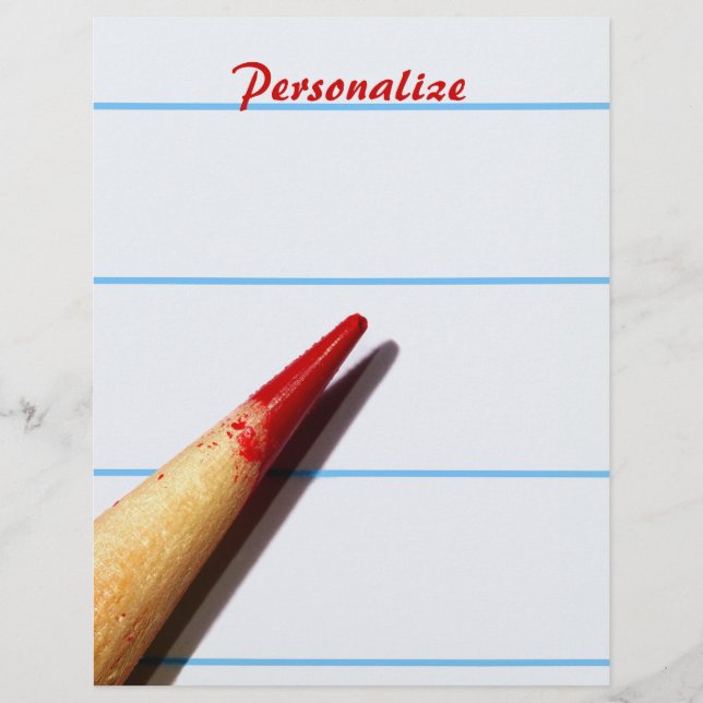 Lápis Vermelho Em Papel Vinculado Com Nome (Frente)