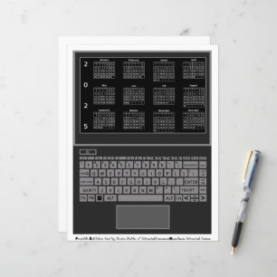Laptop e teclado 2025 Calendário na tela
