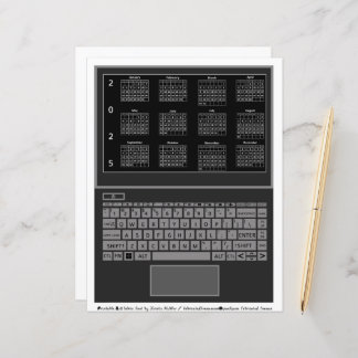 Laptop e teclado 2025 Calendário na tela