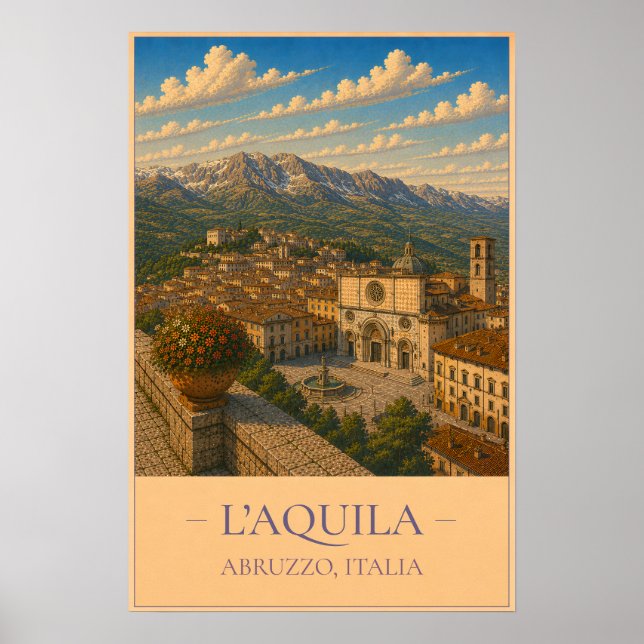 L'Aquila, Italy – Vintage Travel Poster (Frente)