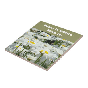 Lar é onde a Mamãe está Arte em azulejo Flores de