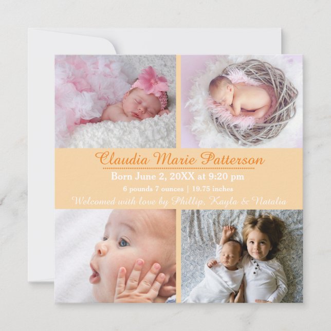 Laranja 4 Fotos - Anúncio de Nascimento (Frente)