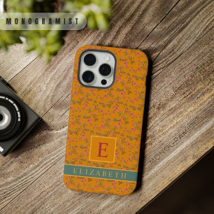 Laranja Amarelo Floral Personalizável Pássaro Flor