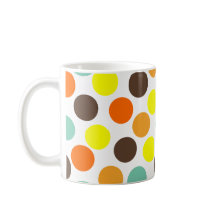 Laranja, Amarelo, Marrom, Pontos Azuis Xícara