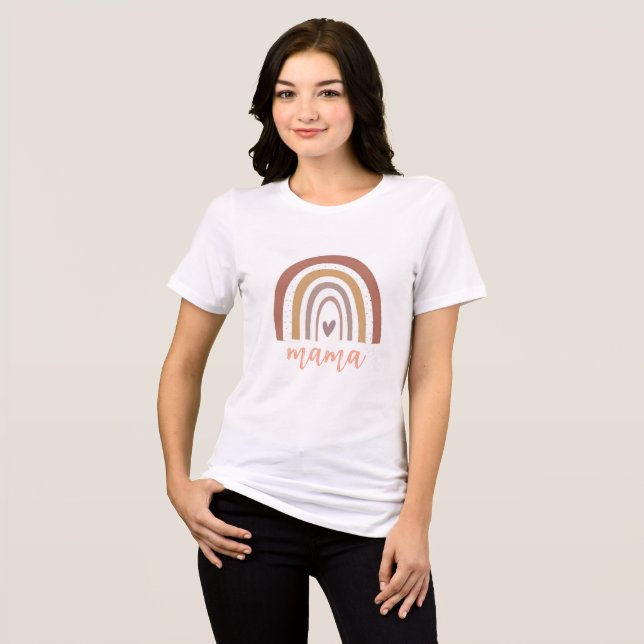 Laranja Arco-Íris coração Mamãe T-Shirt (Frente Completa)