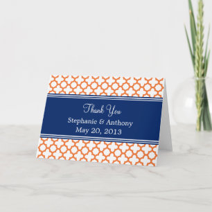 Laranja, Azul Real Quatrefoil Agradecimento de Cas