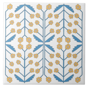 Laranja Azul Rosa Floral Mediterrâneo Espanhol