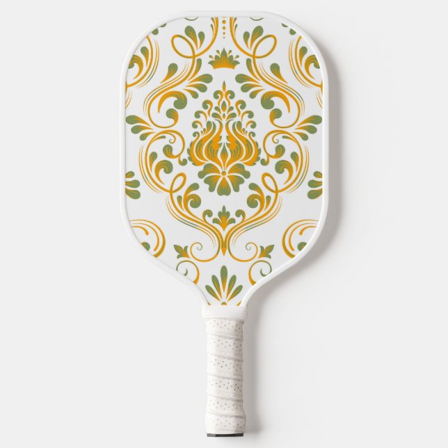 Laranja Branco e Sage Green Damask Floral (Front)