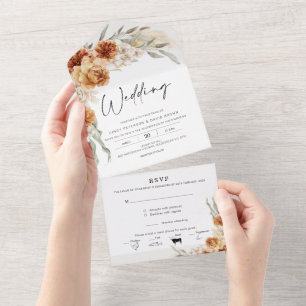 Laranja Burnt Boho Floral Tudo em Um Casamento