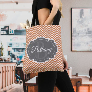 Laranja Chevron Personalizado Tote Bag