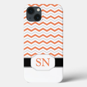 Laranja & Cinza Chevron Monograma iPad 2/3/4 Caso
