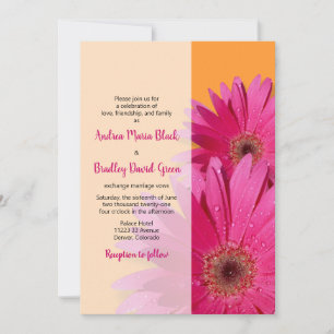 Laranja com Rosa Gerbera Daisy Weding Convite