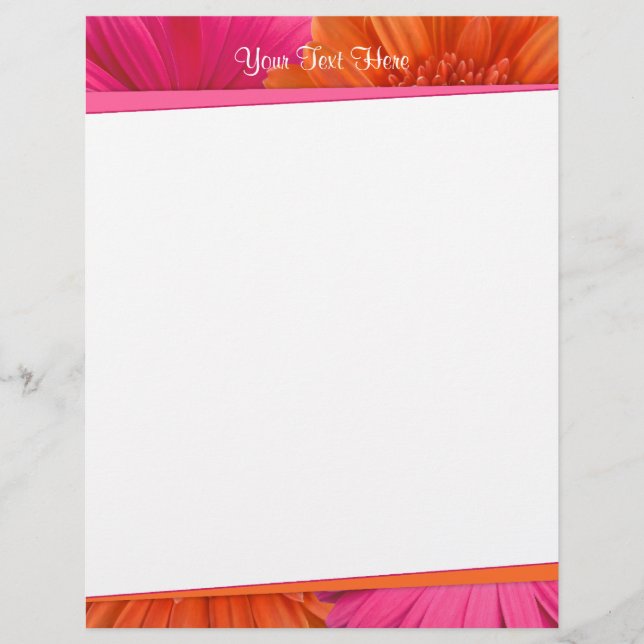 Laranja Cor-de-Rosa Gerbera Daisy Letterhead (Frente)