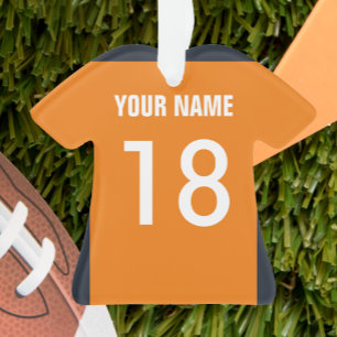 Laranja do futebol, marinho & ornamento branco do