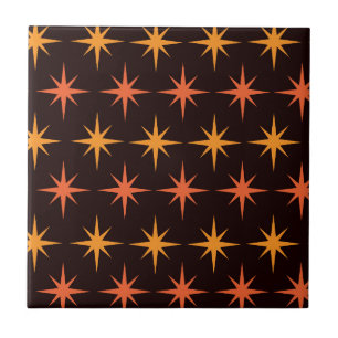 Laranja e Âmbar Starburst Meados do Século Moderno