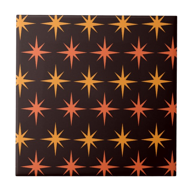 Laranja e Âmbar Starburst Meados do Século Moderno (Frente)